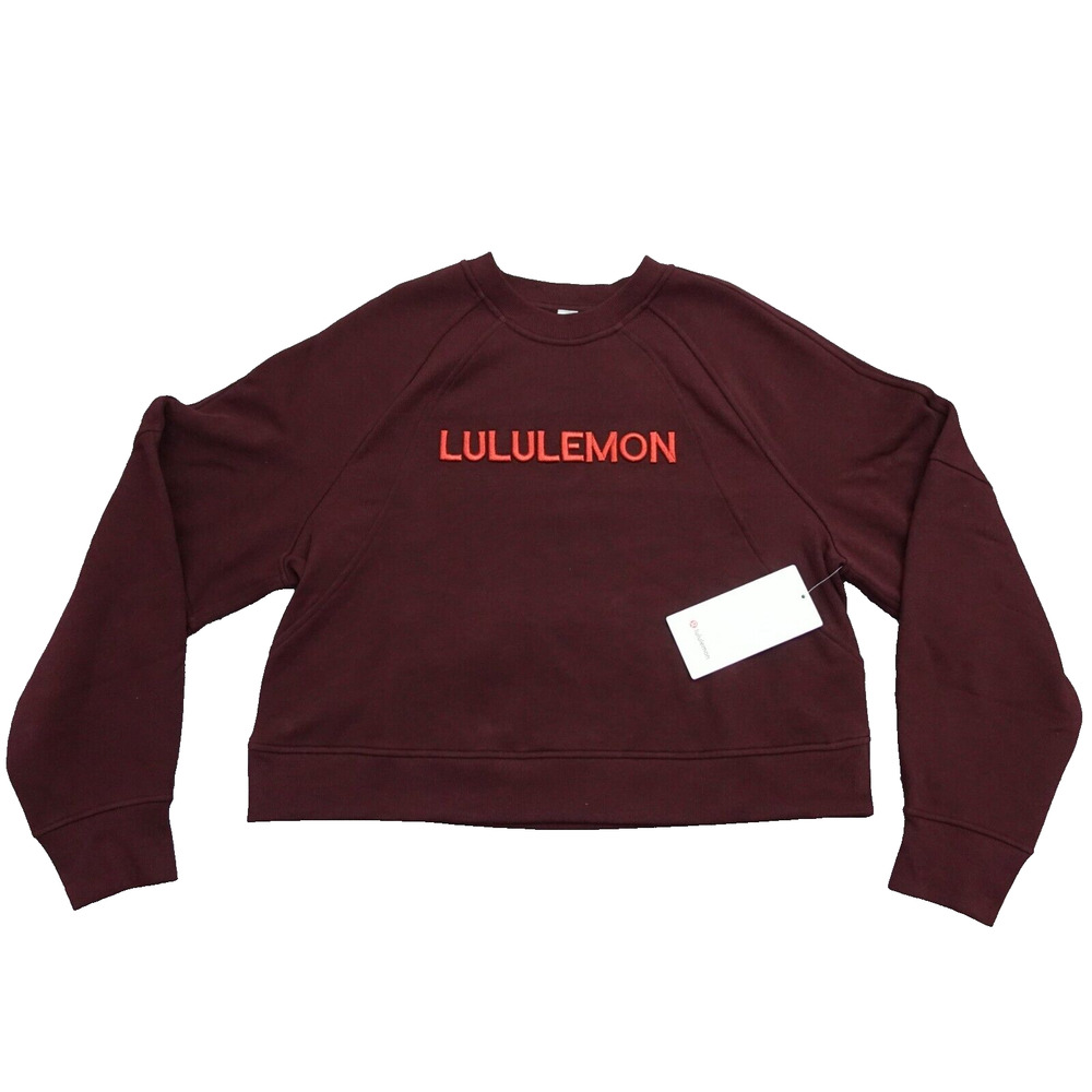 New Lululemon Size M/L Scuba Oversized Sweatshirt Pullover Wordmark GARN Garnet